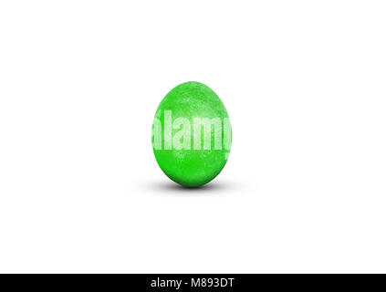 green easter egg isolated on white background. Beautiful gloss paint on the egg. Decoration for Easter celebration Stock Photo