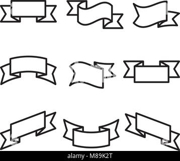 Set of badge with ribbons icons. Line art style. Vector illustration ...