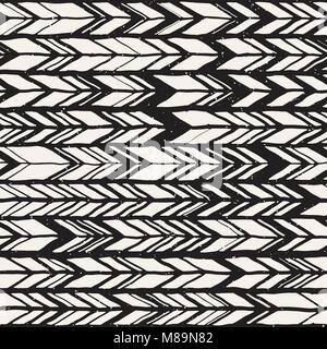 Vector seamless freehand pattern. Doodle monochrome print with hand drawn texture. Trendy graphic design. Stock Vector
