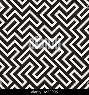 Stylish lines lattice. Ethnic monochrome texture. Abstract geometric background design. Vector seamless pattern. Stock Vector