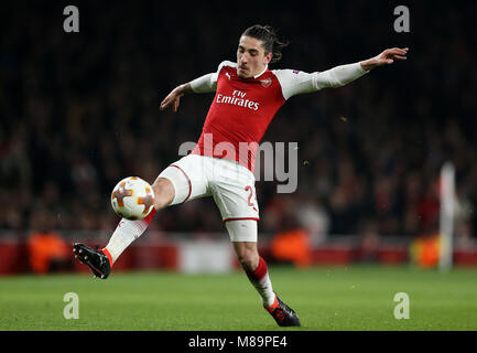 Arsenal's Hector Bellerin during the UEFA Europa League round of 16, second leg match at the Emirates Stadium, London. PRESS ASSOCIATION Photo. Picture date: Thursday March 15, 2018. See PA story SOCCER Arsenal. Photo credit should read: Nigel French/PA Wire Stock Photo