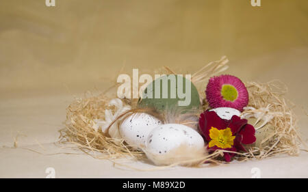 Easter eggs with flowers Stock Photo
