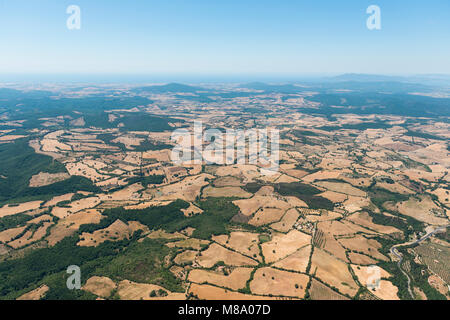 Aerial image of the countryside between Tuscania and Viterbo, typical for the Viterbo province Stock Photo