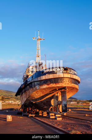 Port in Praia da Vitoria at sunrise, Terceira Island, Azores, Portugal Stock Photo