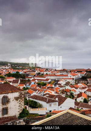 Angra do Heroismo, elevated view, Terceira Island, Azores, Portugal Stock Photo