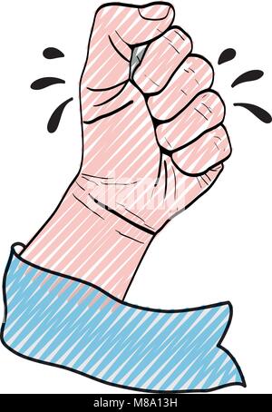 doodle person hand oppose protest with ribbon Stock Vector