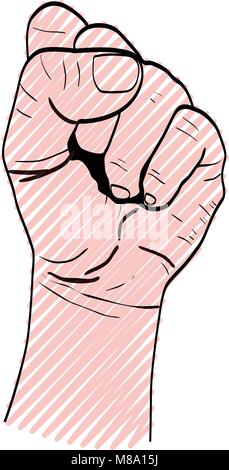 doodle hand up oppose protest demonstration Stock Vector