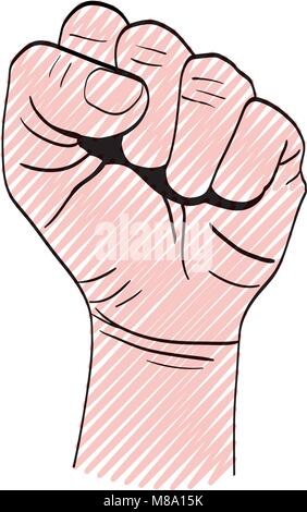 doodle person hand up oppose protest Stock Vector