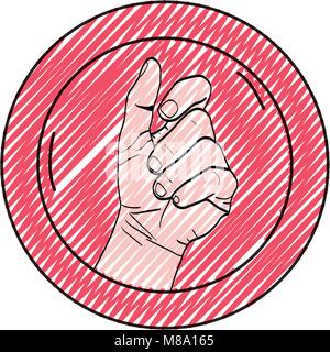 doodle sticker with hand protest revolution symbol Stock Vector