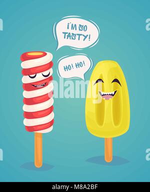 Funny ice creams poster, vector illustration. Stock Vector