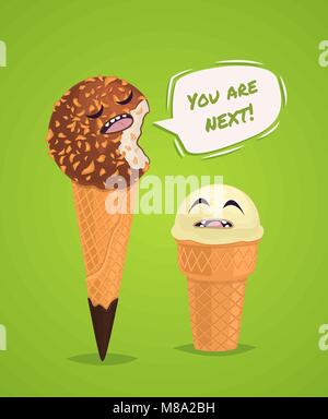 Funny ice creams poster, vector illustration. Stock Vector