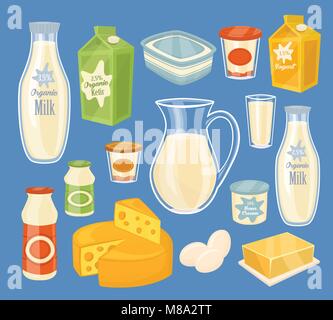 Dairy products isolated, vector illustration Stock Vector