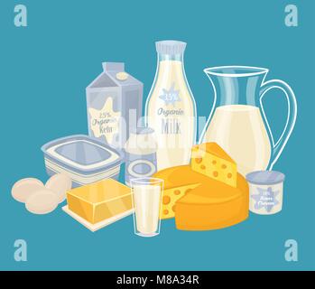 Group of dairy milk products illustration Stock Vector Image & Art - Alamy