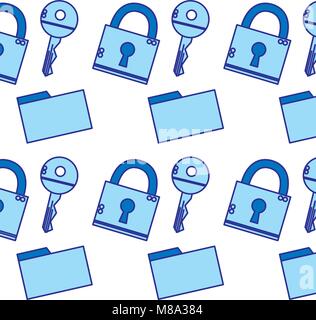 duo color close padlock security and file folder background Stock Vector