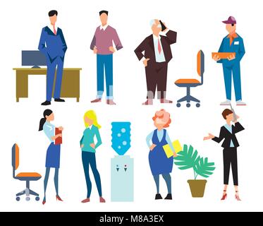 Office people isolated on white background, vector Stock Vector