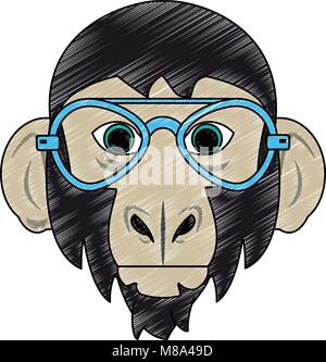 Cool hipster monkey head cartoon vector illustration graphic design Stock Vector