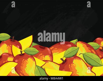 Mango fruit composition on chalkboard, vector Stock Vector