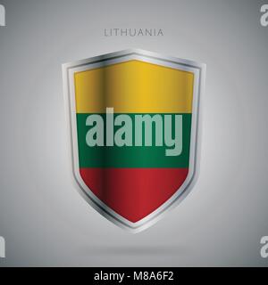Europe flags series, vector. Lithuania icon Stock Vector