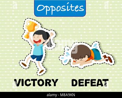 Opposite words for victory and defeat illustration Stock Vector