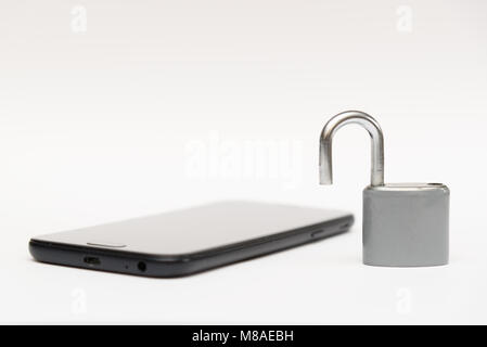Data Protection Unlocked Smartphone Stock Photo