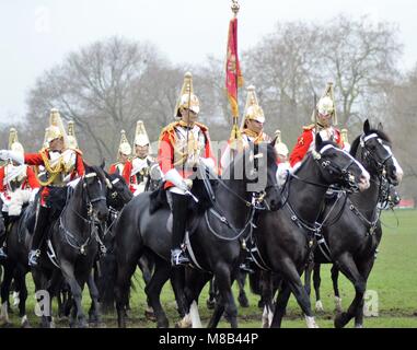 Major Benjamin Bathurst CBE Commanding Officer of the Household Division inspected the full Household Division before the summer ceremonial duties Stock Photo