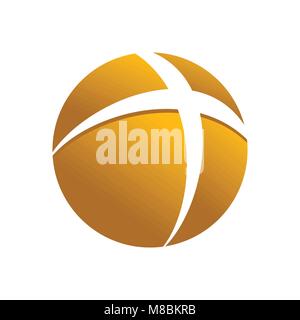 Golden Circular Cross Globe Vector Symbol Graphic Logo Design Stock Vector
