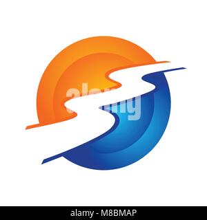 River Stream Modern Circular Symbol Vector Graphic Logo Design Stock Vector
