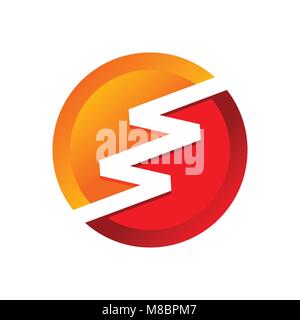 Golden Red Flash Lightning Circular Vector Symbol Graphic Logo Design Stock Vector