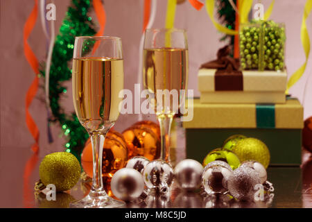 Holiday Celebrating Champagne. Christmas and New Year celebrate with champagne. Stock Photo
