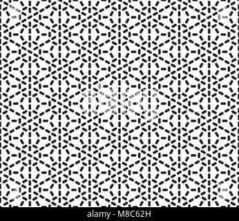Seamless pattern.Traditional Japanese Embroidery Ornamen Kumiko stylized by sashiko .For decoration or printing on fabric. Stock Vector