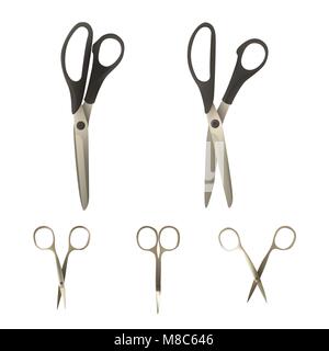 A set of scissors of different types Stock Vector
