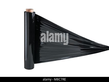 Black stretch film at white background isolated Stock Photo