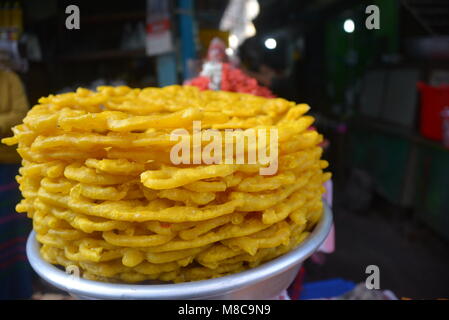 Delicious unique and traditional snacks from Myanmar Stock Photo