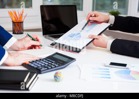 Team work process. Marketing strategy brainstorming. Stock Photo