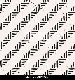 Seamless geometric lines pattern in black and white. Adstract hand drawn retro texture. Stock Vector