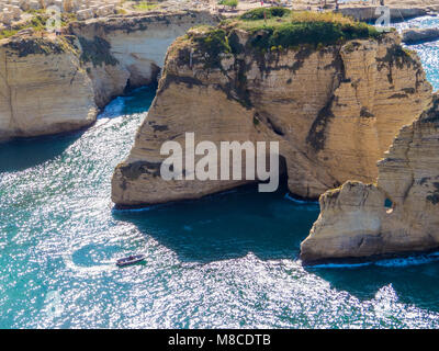 View of the Pigeons Rocks in Beirut, Lebanon Stock Photo