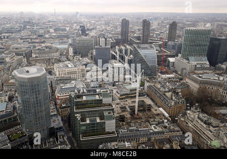 The City of London as seen from the Vertigo Bar at the top of Tower 42, London. Stock Photo