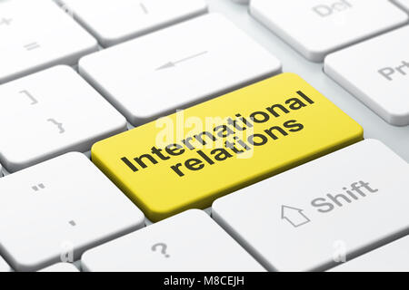 Politics concept: International Relations on computer keyboard background Stock Photo