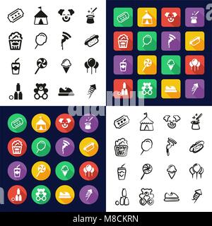 Fair All in One Icons Black & White Color Flat Design Freehand Set Stock Vector