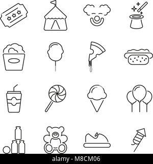 Fair or Carnival Icons Thin Line Vector Illustration Set Stock Vector