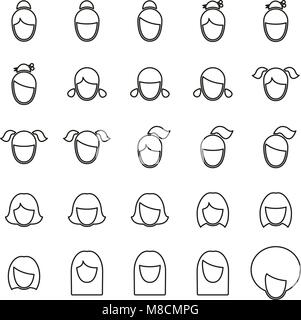 Female Haircut Icons Thin Line Vector Illustration Set Stock Vector
