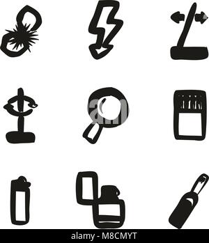 Fire Making Tools Icons Freehand Fill Stock Vector