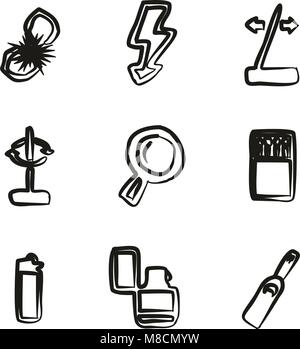 Fire Making Tools Icons Freehand Stock Vector