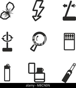 Fire Making Tools Icons Stock Vector
