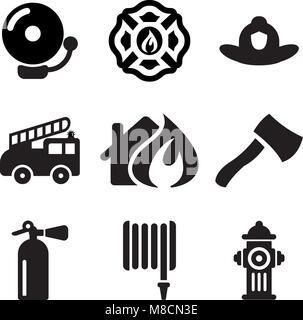 Fire extinguisher icons in red and white, indicating safety equipment ...