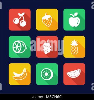 Flat design fruit icons collection Stock Vector Image & Art - Alamy