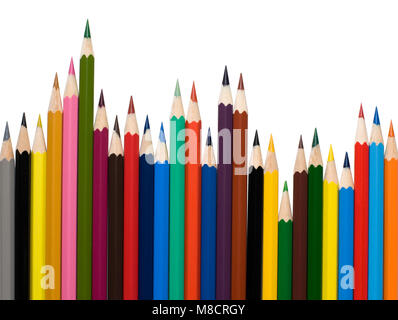 Number of colored pencils on white background Stock Photo