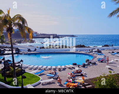 Lago Martianez Swimming Pools, Puerto de la Cruz, Tenerife Island, Canary Islands, Spain Stock Photo