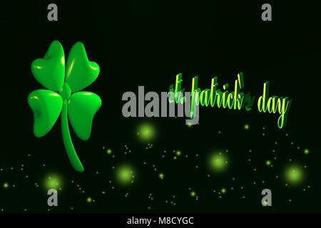 Saint Patrick's day illustration - 3D four leaf clover Stock Photo