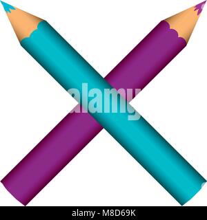 silhouette with colored crossed pencils Stock Vector